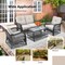 4-Piece Outdoor Rattan Patio Set Black PE Rattan Steel Loveseat 2 Chairs Table